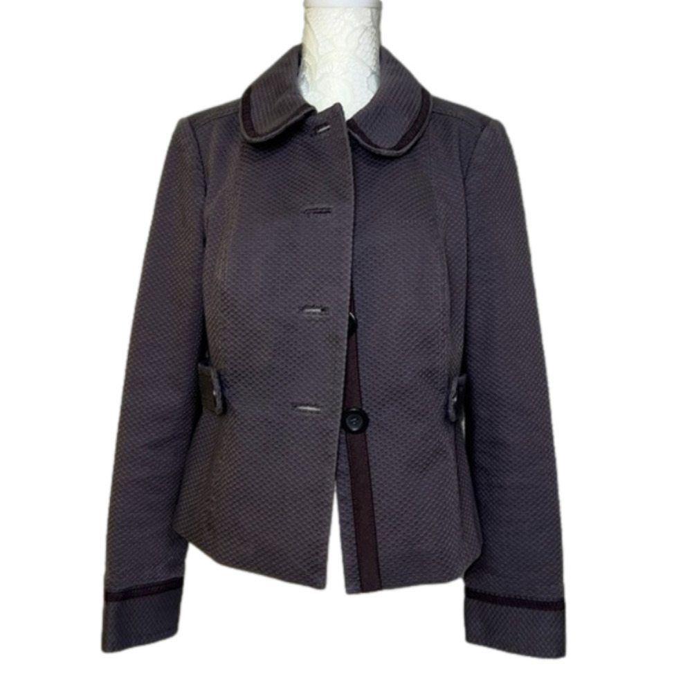 Boden Deauville Button Front Muted Purple Textured Cotton Blazer Jacket - Size 8